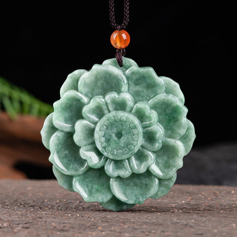 KarmaRipple's Lotus Pattern Jade Fortune Prosperity Pendant Necklace p12
