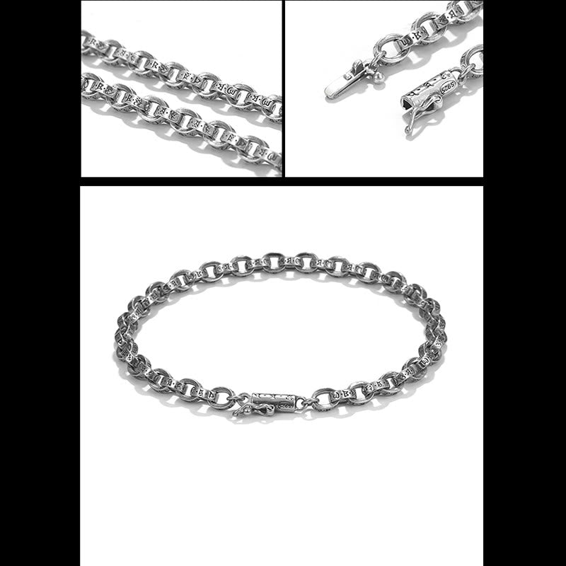 KarmaRipple's 925 Sterling Silver Om Mani Padme Hum Carved Design Creativity Metal Bracelet p17