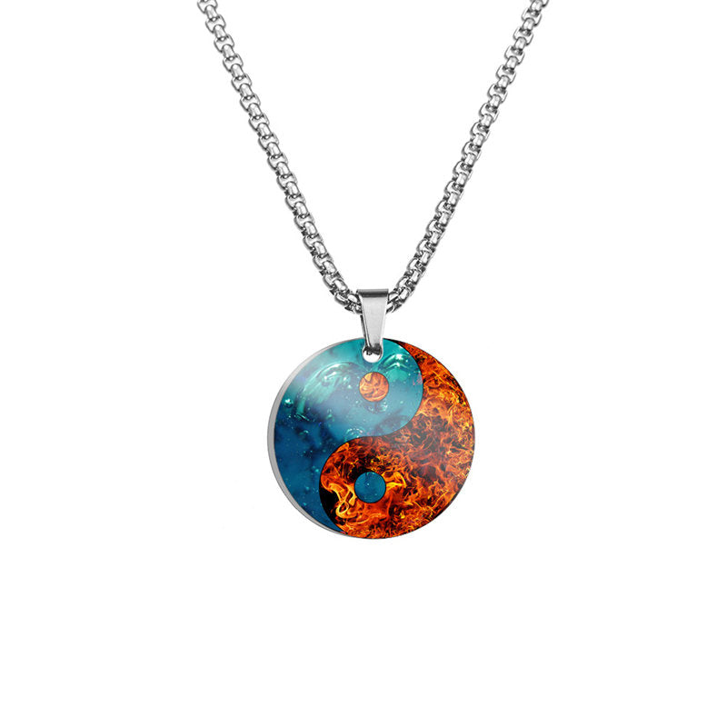 KarmaRipple's Yin Yang Koi Fish Dragon Titanium Steel Balance Pendant Necklace ( p9