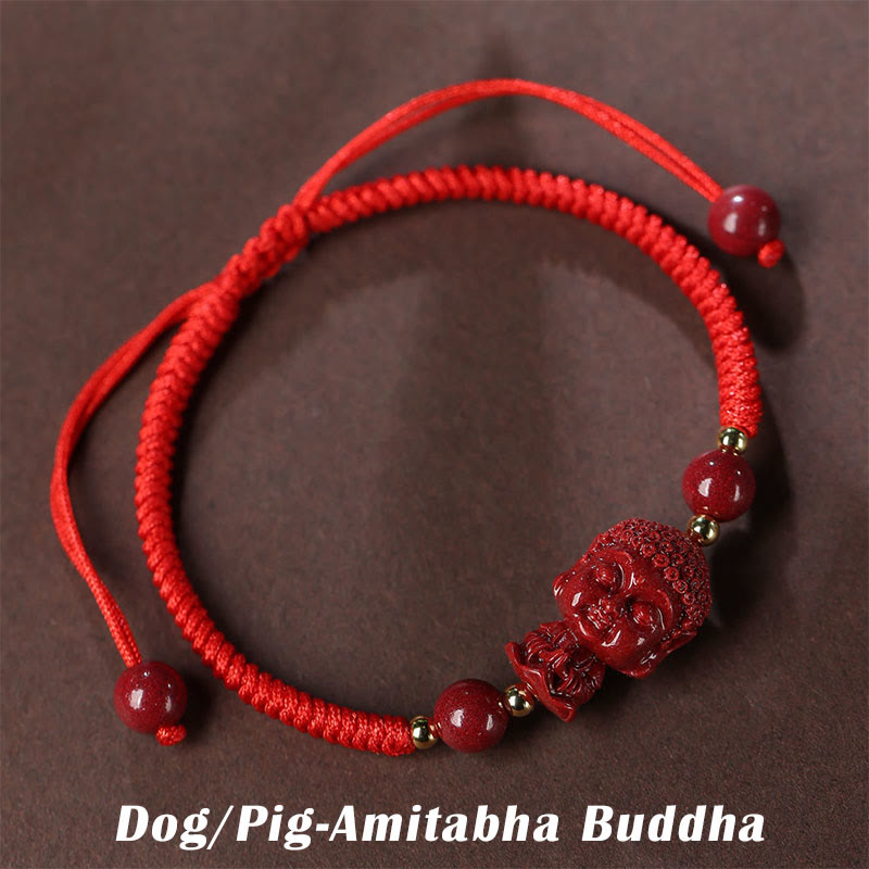 KarmaRipple's Chinese Zodiac Natal Buddha Cinnabar Amulet Blessing String Bracelet p8