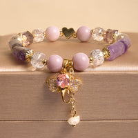 KarmaRipple's Amethyst Green Aventurine Strawberry Quartz Positive Elephant Talisman Bracelet