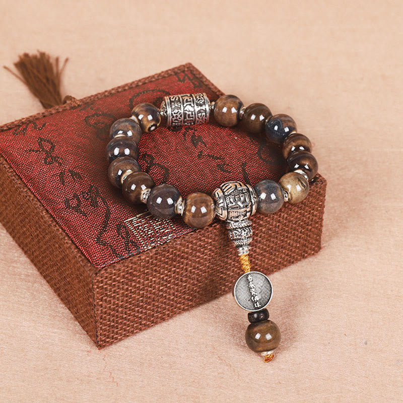 KarmaRipple's Tibet Om Mani Padme Hum Prayer Wheel Dorje Vajra Engraved Glass Bead Wisdom Bracelet p6