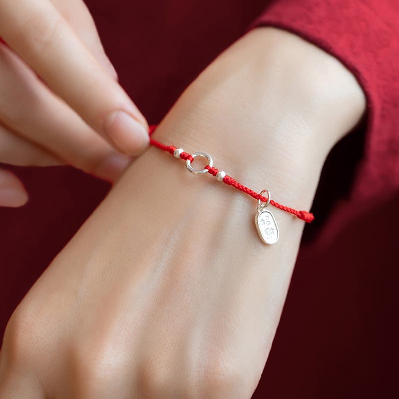 KarmaRipple's 925 Sterling Silver Fortunate Fortune Peace Joy Lotus Peace Buckle Red String Bracelet p19