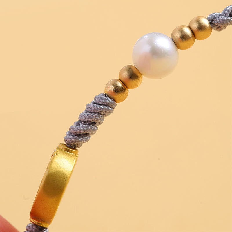 KarmaRipple's Bronze Coin Fortune Tree Pearl Fortune Blue Rope Woven Bracelet p23