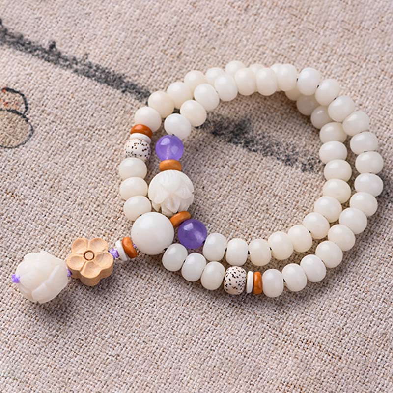KarmaRipple's Tibetan Ivory Jade Bodhi Lotus Blessing Bracelet p24