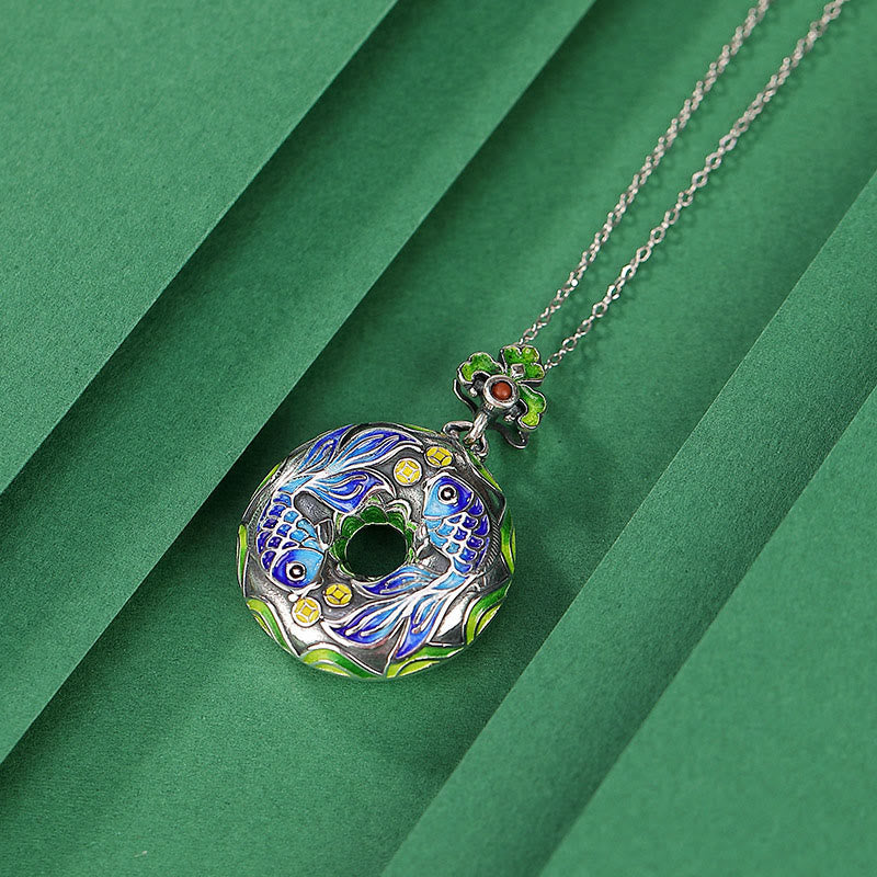 KarmaRipple's 990 Sterling Silver Koi Fish Bronze Coin Peace Buckle Fortune Wealth 925 Sterling Silver Pendant Necklace p3