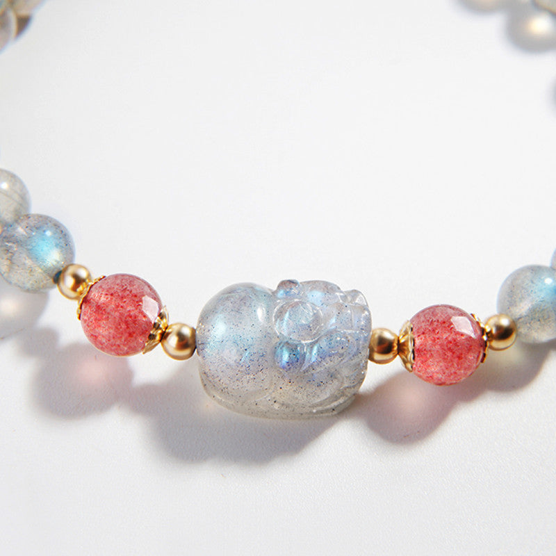 KarmaRipple's Moonstone Strawberry Quartz PiXiu Balancing Bracelet p6