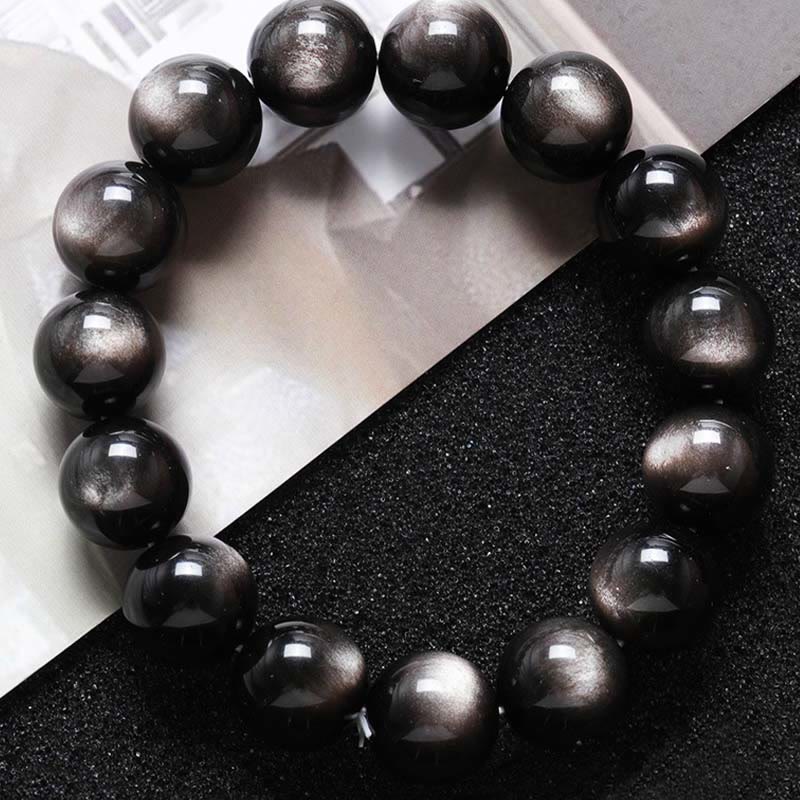 KarmaRipple's Authentic Silver Sheen Obsidian Soothing Protection Bracelet p7