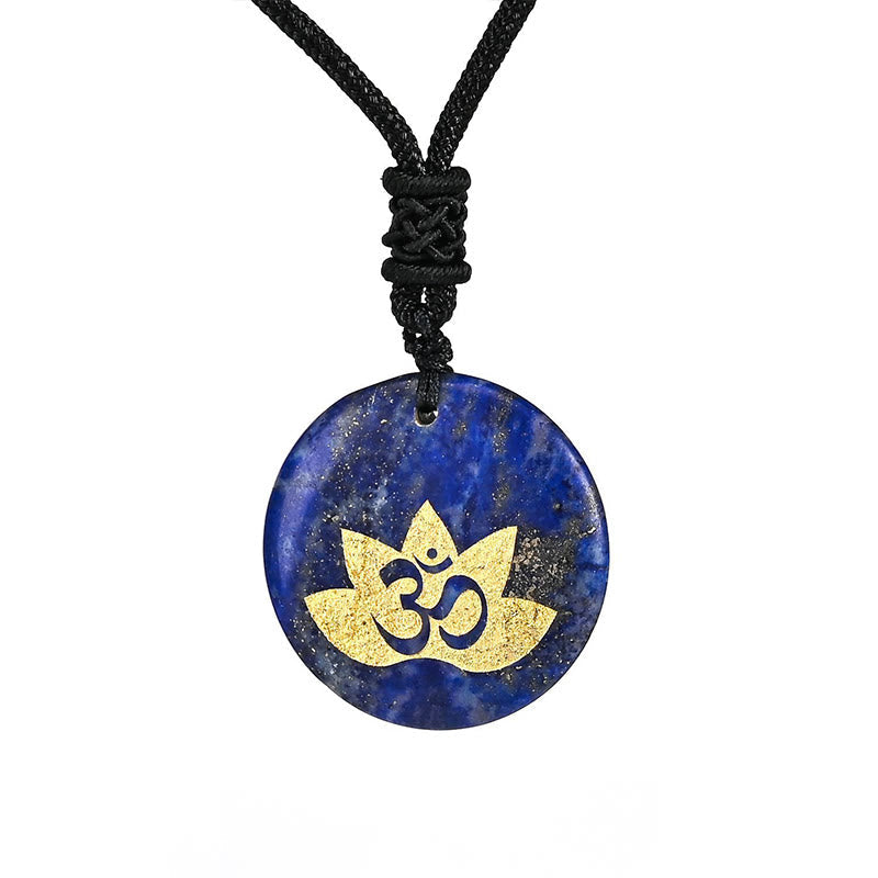 KarmaRipple's OM Lotus Symbol Various Gemstone Amethyst Tiger Eye Balancing Pendant Necklace p8