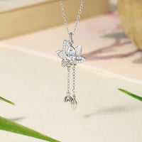 KarmaRipple's 925 Sterling Silver Lotus Zircon Enlightenment Pendant Necklace