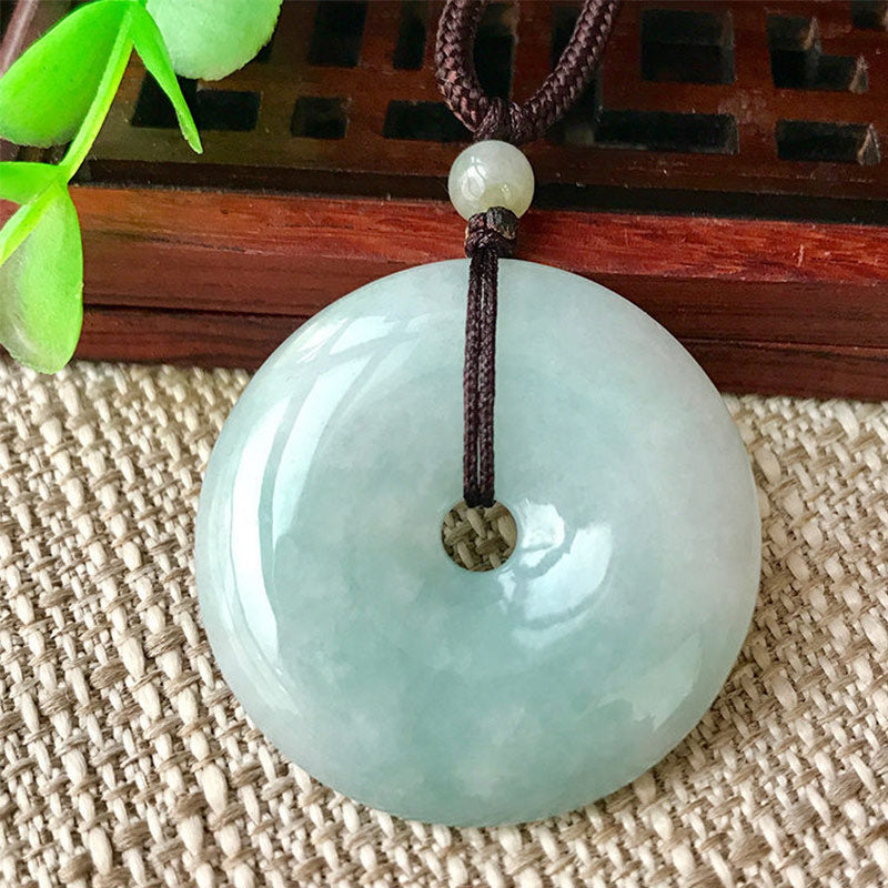 KarmaRipple's Round Jade String Fortune Pendant Necklace p3