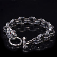 KarmaRipple's 925 Sterling Silver Dragon Kirin Om Mani Padme Hum Success Strength Bracelet Bangle