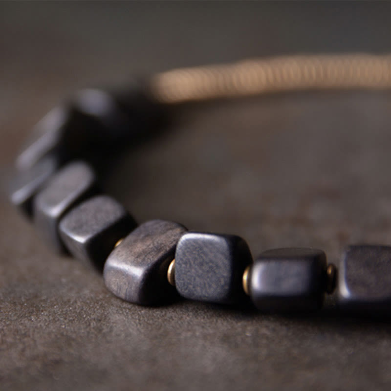 KarmaRipple's Tibetan Ebony Wood Bronze Peace Double Wrap Bracelet p6