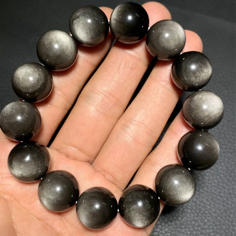 KarmaRipple's Authentic Silver Sheen Obsidian Soothing Protection Bracelet p20