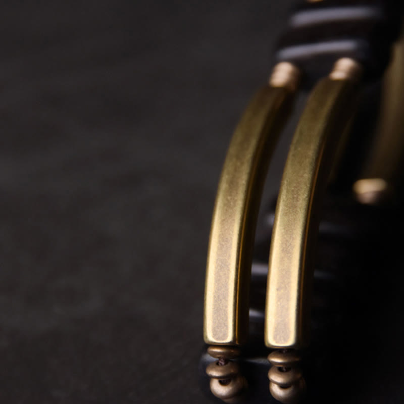 KarmaRipple's Tibetan Ebony Wood Bronze Balance Double Layer Bracelet p8