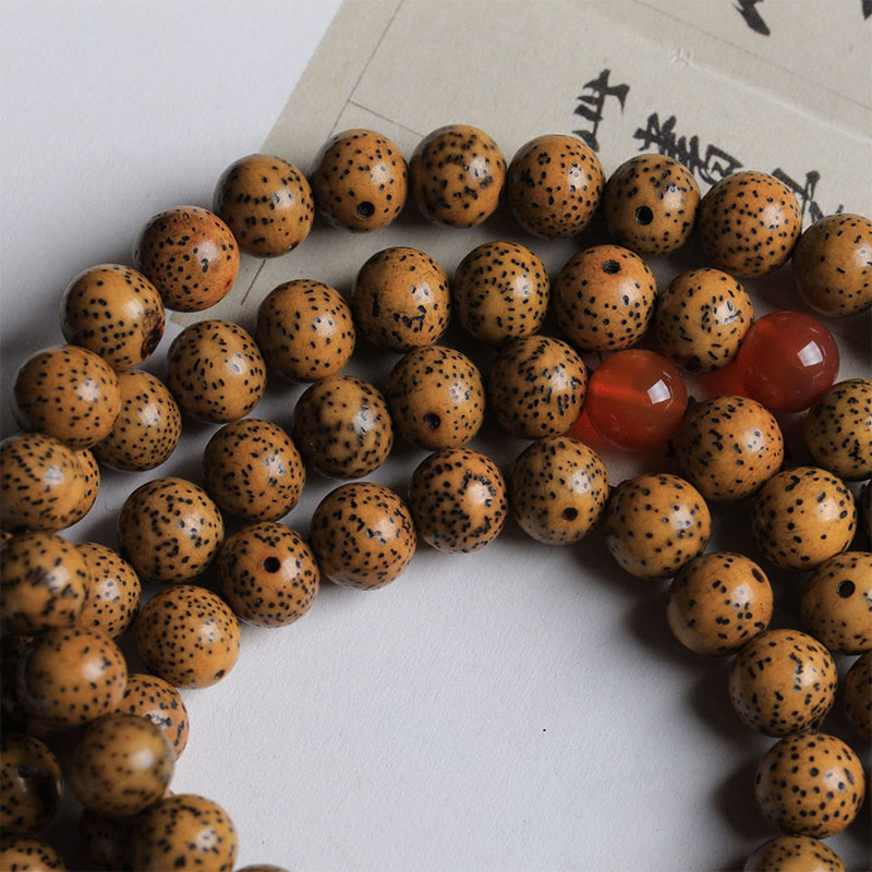 KarmaRipple's 108 Mala Beadwork Bodhi Seed Red Agate Auspiciousness Bracelet p4