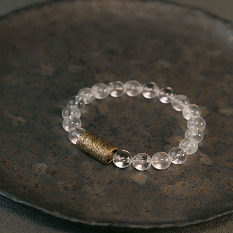 KarmaRipple's Ivory Gemstone Red Hematoid Quartz Gold Rutilated Quartz Purple Phantom Protection Bracelet p36