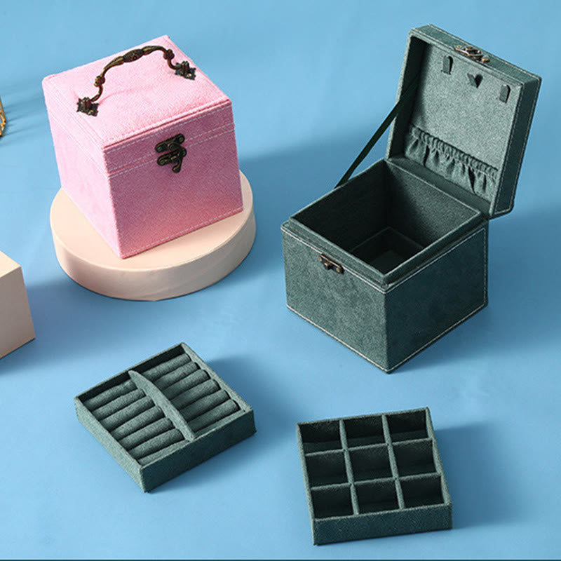 KarmaRipple's Jewelry Box Organizer Three-Layer Jewelry Storage Box Flannel Gift Box p15