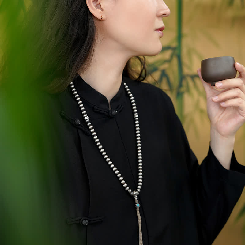 KarmaRipple's 108 Mala Beadwork 925 Sterling Silver Red Agate Turquoise Confidence Talisman Bracelet p8