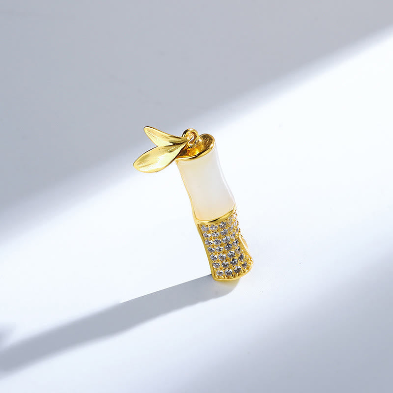 KarmaRipple's 925 Sterling Silver Hetian Ivory Jade Bamboo Happiness Pendant Necklace p5