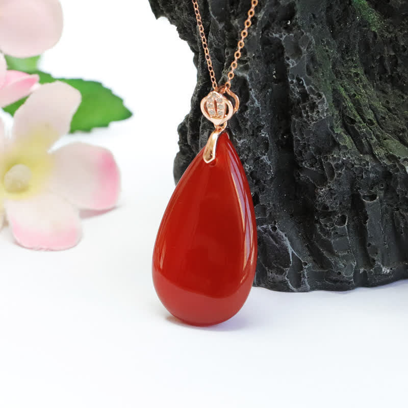 KarmaRipple's 925 Sterling Silver Waterdrop Red Agate Confidence Pendant Necklace p6
