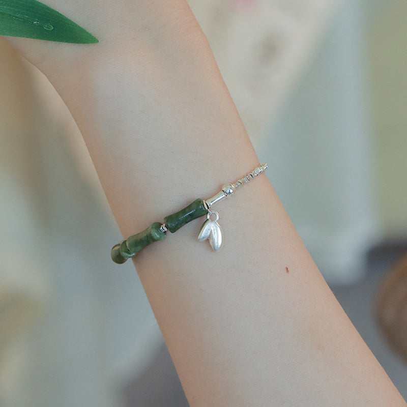 KarmaRipple's 925 Sterling Silver Peridot Bamboo Pattern Fortune Bracelet p4