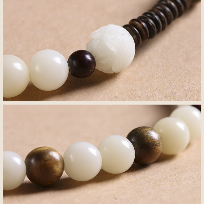 KarmaRipple's Bodhi Seed Green Sandalwood Lotus Peace Buckle Balance Double Wrap Bracelet p8