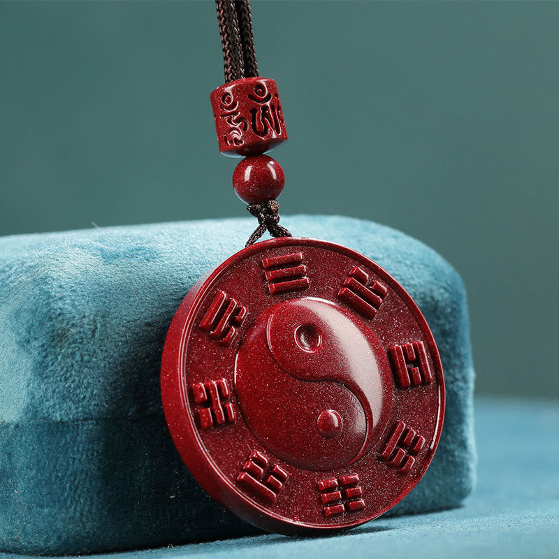 KarmaRipple's Cinnabar Yin Yang Bagua Blessing Pendant Necklace p1