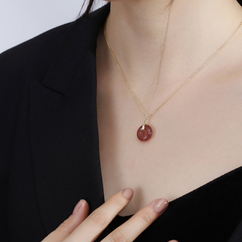 KarmaRipple's 925 Sterling Silver Strawberry Quartz Balancing Positive Pendant p5