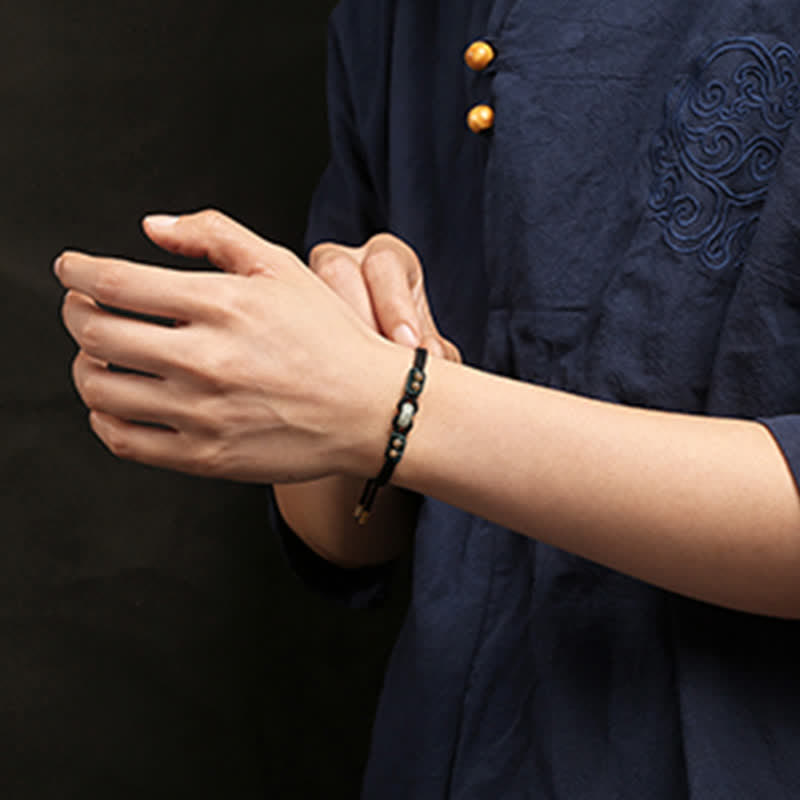 KarmaRipple's Round Peace Buckle Jade Abundance Wealth String Bracelet p11