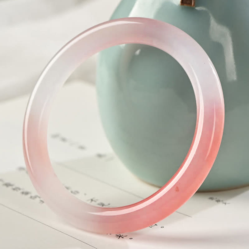 KarmaRipple's Pink Golden Silk Jade Wealth Bracelet Bangle p13