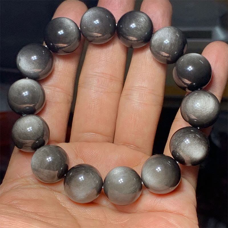 KarmaRipple's Authentic Silver Sheen Obsidian Soothing Protection Bracelet p17
