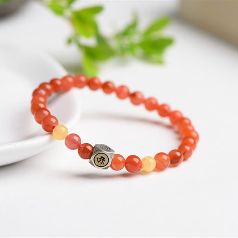 KarmaRipple's 925 Sterling Silver Chinese Zodiac Natal Buddha Amulet Red Agate Amber Self-acceptance Bracelet p17