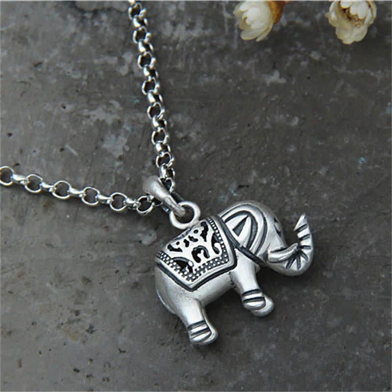KarmaRipple's 990 Sterling Silver Elephant Strength Pendant Necklace p4