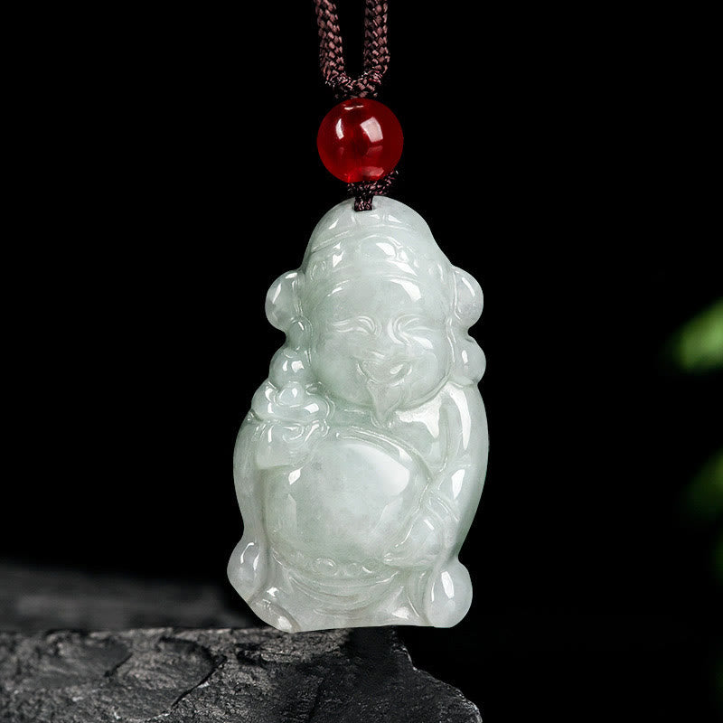 KarmaRipple's Authentic Jade Chinese God of Wealth Caishen Ingot Fortune Pendant Necklace p2