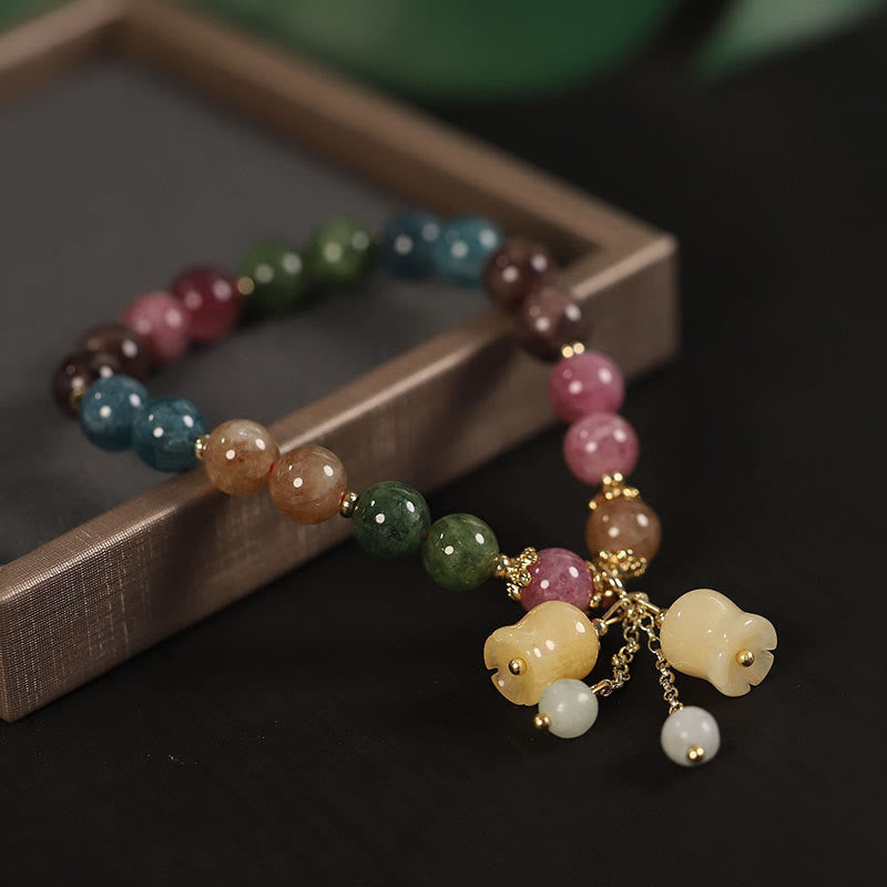 KarmaRipple's Authentic Colorful Tourmaline Flower Bead Love Bracelet p16