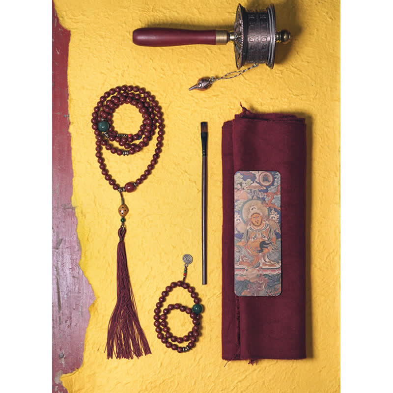 KarmaRipple's Bodhi Seed Cyan Jade Bronze Peace Fortune Bracelet p12