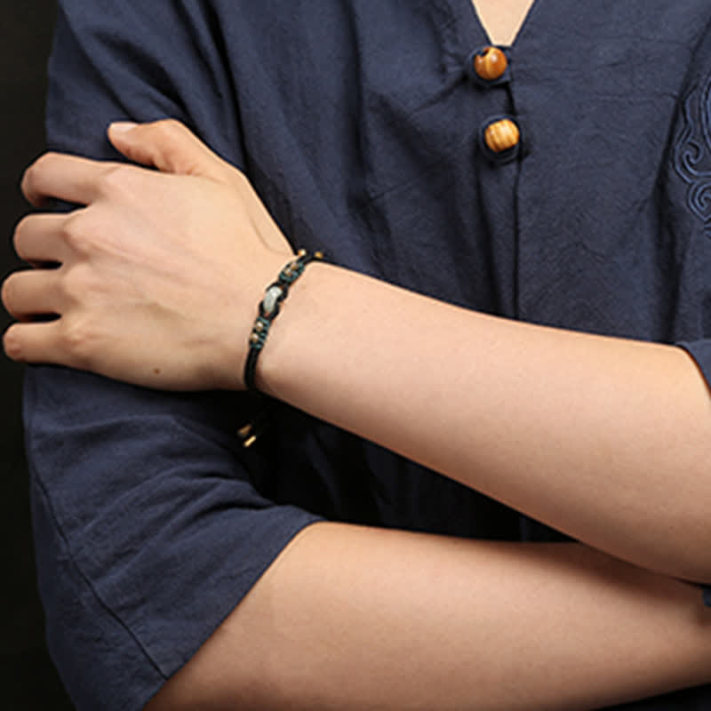 KarmaRipple's Round Peace Buckle Jade Abundance Wealth String Bracelet p10