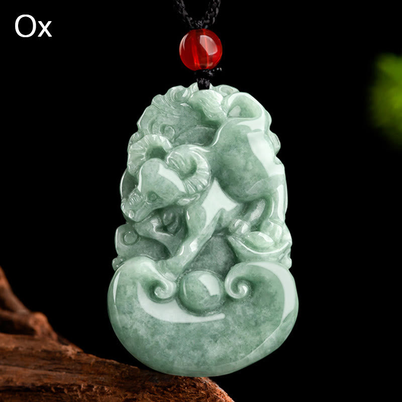 KarmaRipple's Authentic Green Jade 12 Chinese Zodiac Fortune Prosperity Pendant Necklace p29