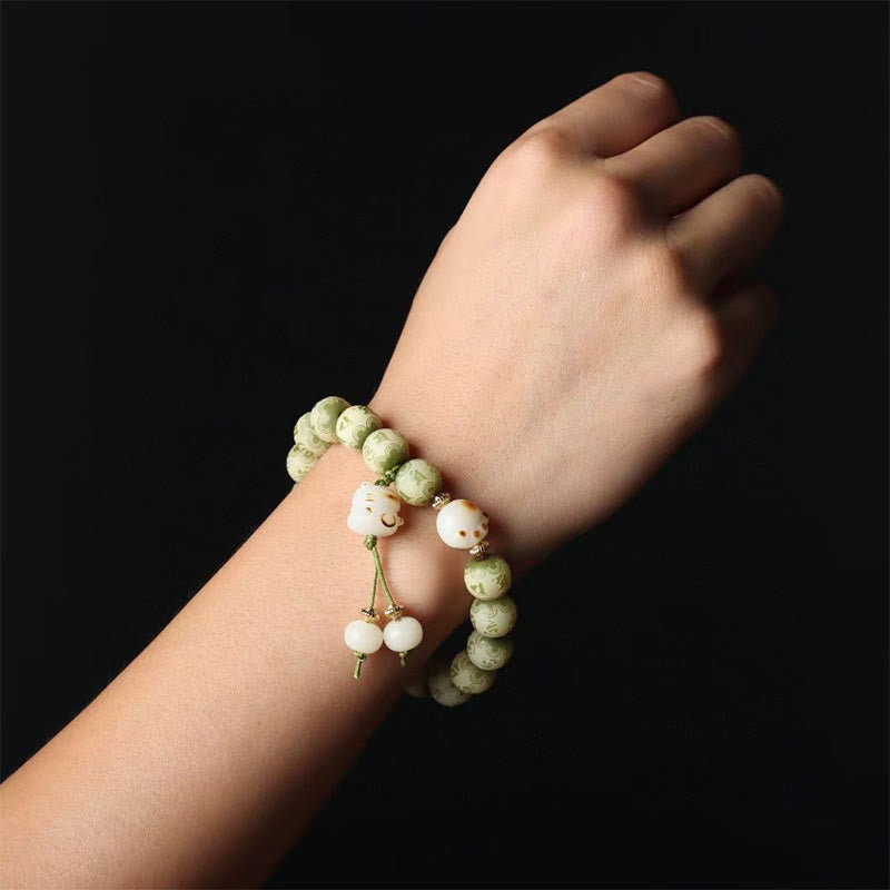 KarmaRipple's Green Bodhi Seed Cat Paw Om Mani Padme Hum Engraved Wisdom Bracelet p6