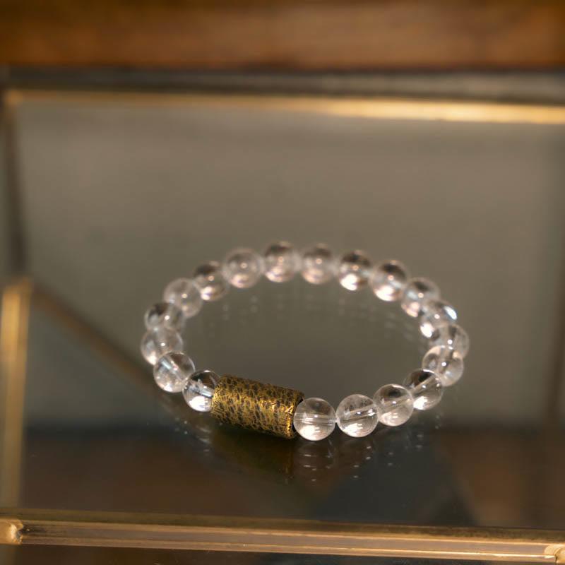 KarmaRipple's Ivory Gemstone Red Hematoid Quartz Gold Rutilated Quartz Purple Phantom Protection Bracelet p7