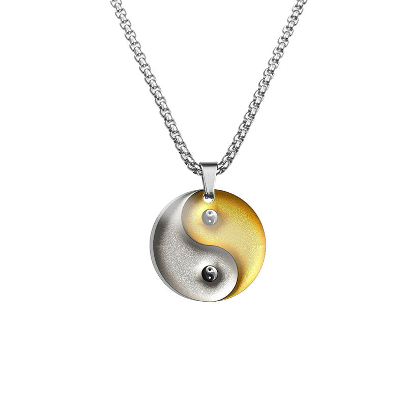 KarmaRipple's Yin Yang Koi Fish Dragon Titanium Steel Balance Pendant Necklace ( p26