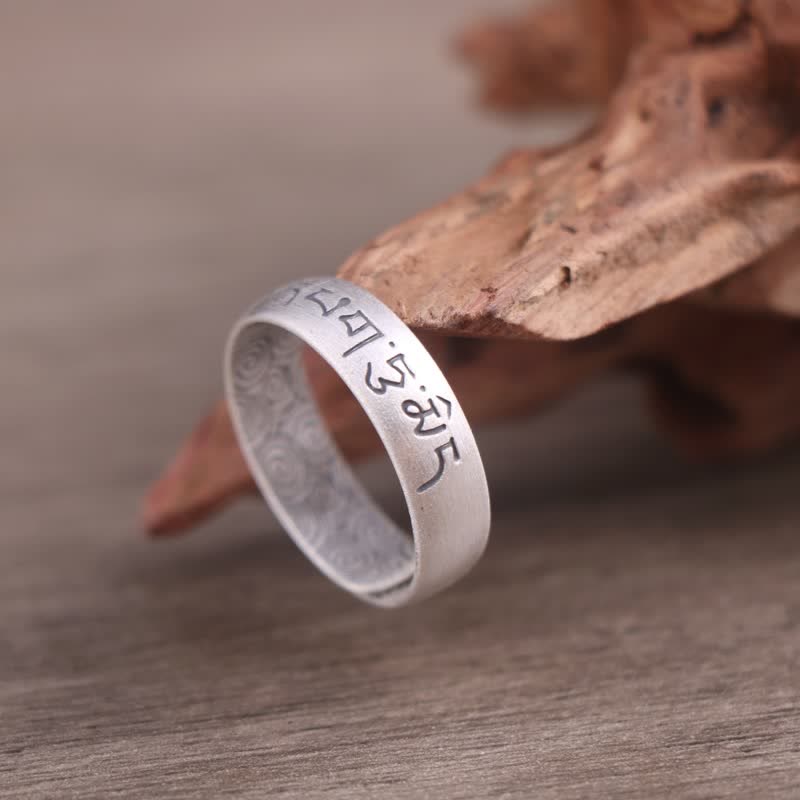 KarmaRipple's 999 Sterling Silver Lotus Elephant Six True Words Blessing Ring p3