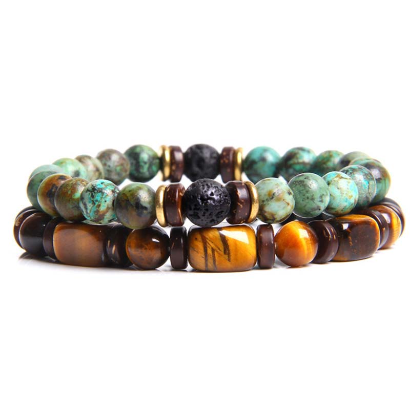 KarmaRipple's 2PCS Balancing Gemstone Emperor Stone Tiger Eye Bead Bracelet p34