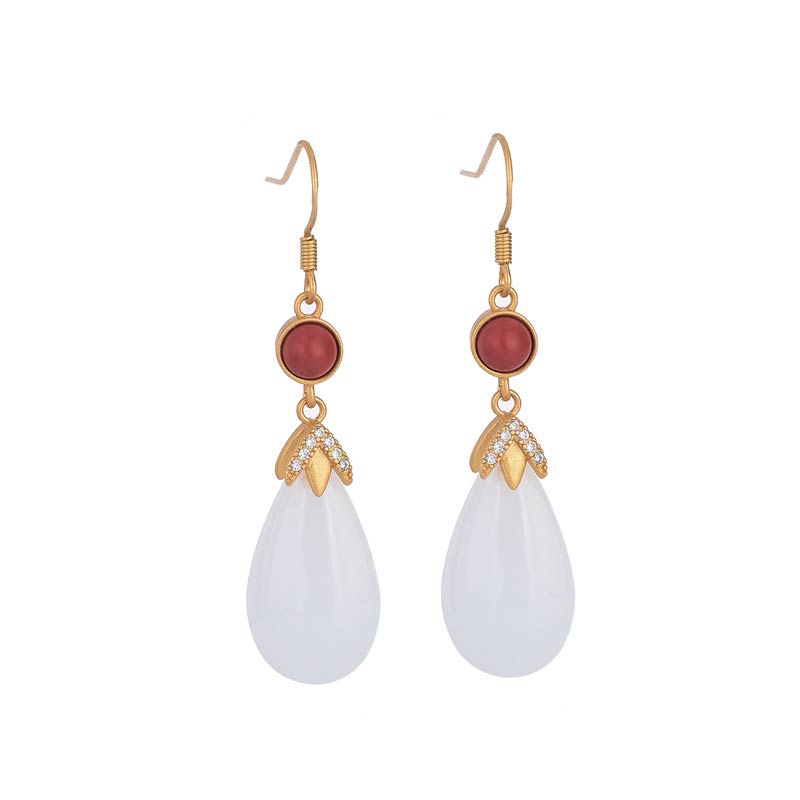 KarmaRipple's FengShui Ivory Jade Fortune Drop Earrings p14