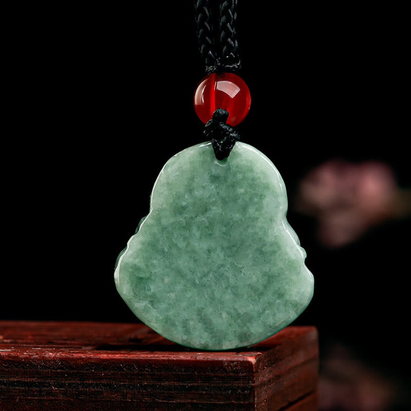 KarmaRipple's Authentic Green Jade Laughing Buddha Fortune Abundance Pendant Necklace p4