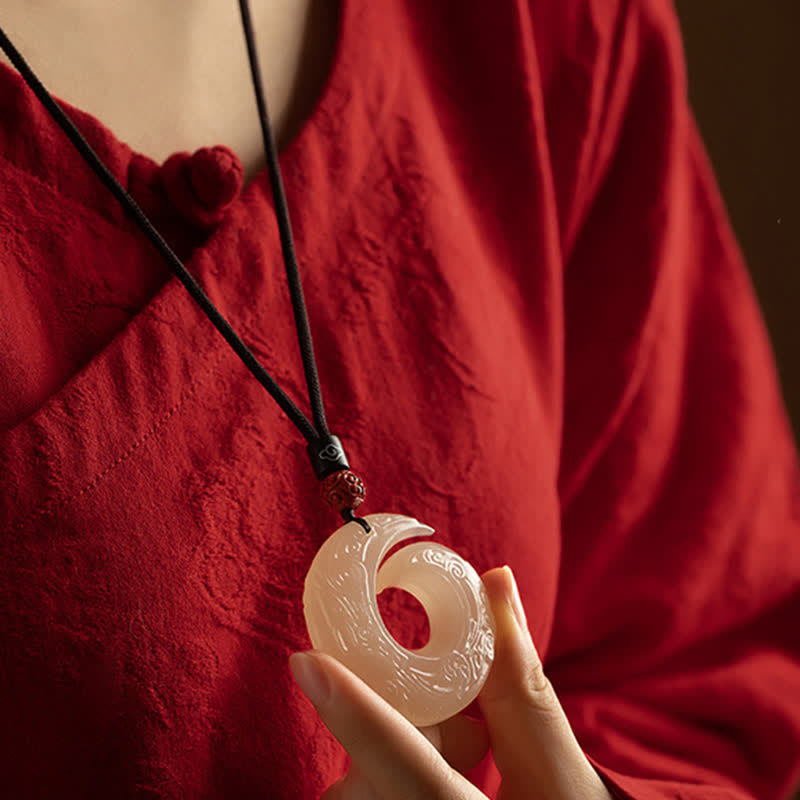 KarmaRipple's Peace Buckle Jade Small Leaf Red Sandalwood Cinnabar Agate Fortune Pendant Necklace p8