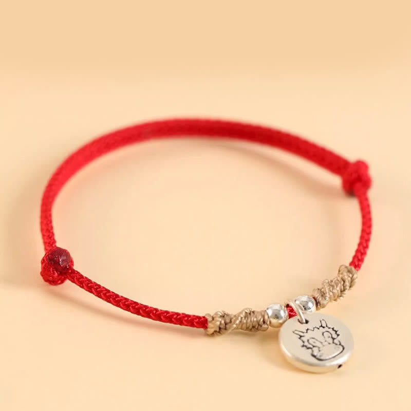 KarmaRipple's Handmade 999 Sterling Silver Year of the Dragon Cute Chinese Zodiac Fortune Woven Bracelet ( p26