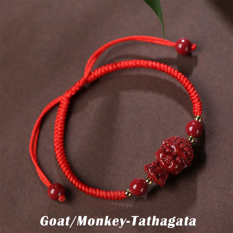 KarmaRipple's Chinese Zodiac Natal Buddha Cinnabar Amulet Blessing String Bracelet p6
