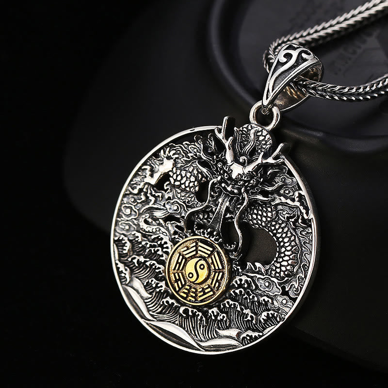 KarmaRipple's Dragon Waves Yin Yang Bagua Fortune Strength Pendant Necklace p2